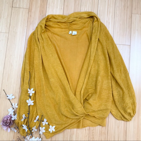 Anthropologie Sweaters - Anthropologie MOTH mustard wrap linen cardigan, M.